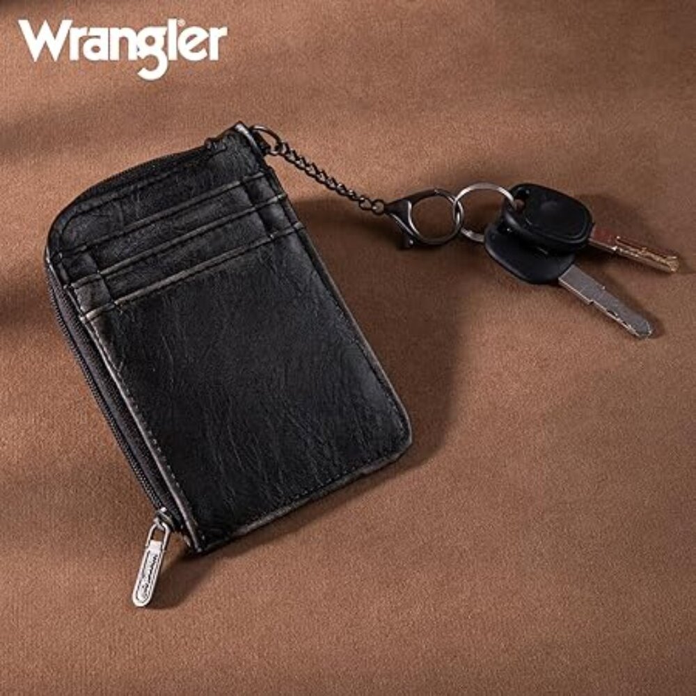 Wrangler Card Wallet With Front Pocket-Dark Brown/Black